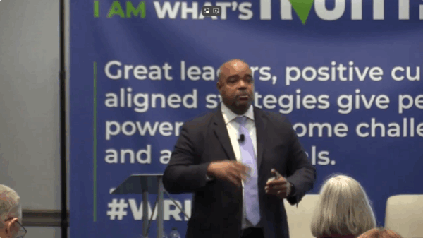 Dr. Barnes speaking at WRIE